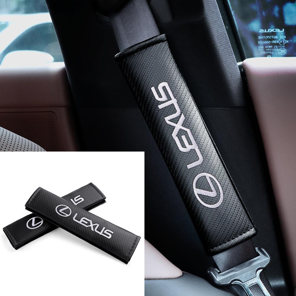 1/2Pcs Carbon Fiber Car Seat Belt Cover Shoulder Protect Case Interior Accessories For Lexus LS LC IS350 ES300 GS350 CT200h RX