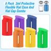 6 Sets 3ml Glass Vial Cap And Protector Reusable Leak-Proof Covers with Color-Coded Protection Sleeves Travel Storage Liquid Container Caps