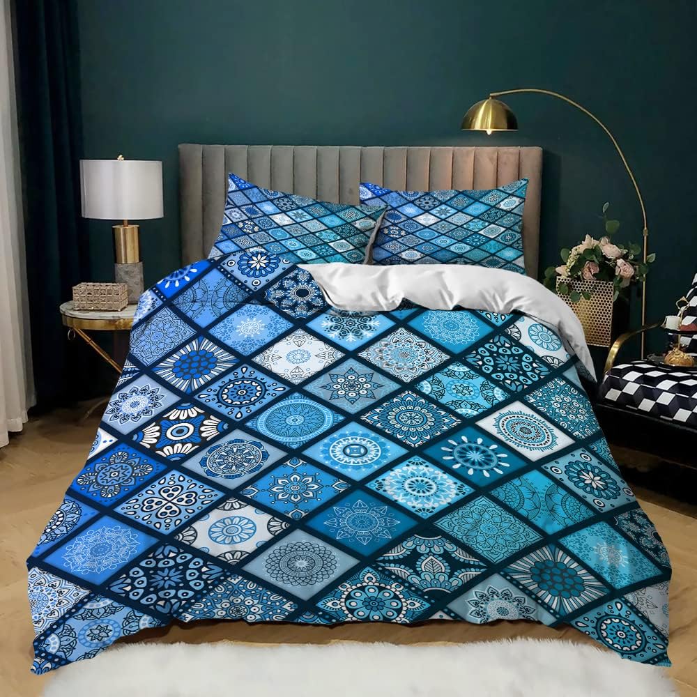 Bohemian Mandala Duvet Cover Set Tribal Exotic Patchwork Geometric Quilt Cover Hippie Floral Flowers Bedding Set With Pillowcase