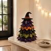 Halloween Theme Interior Decor Wooden Tree Ornament, 2D Flat Quilted Fabric Style Desktop Double Table Decorations Side Wood Sign for Home Party