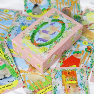 Tarot Chubby Bunny 12*7 cm Talia 78 kart z uroczymi króliczkami 2,75 X 4,75'' Opakowanie Sztywne pudełko