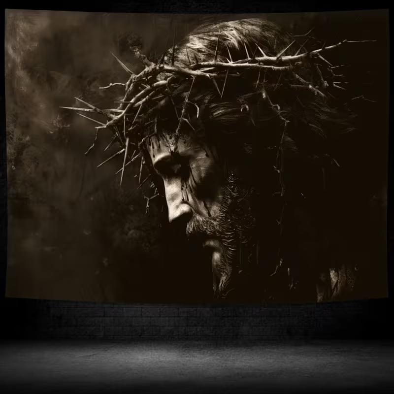 2D Christian Faith Tapestry Jesus Crown of Thorns Home Background Decor