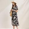 Zhaojun Silk Blend Printed Short-Sleeve Midi Dress