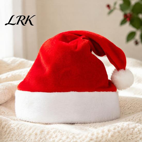 Family Holiday Gathering Accessories Gold Velvet Santa Hat for Adults Kids, Classic Christmas Red with Fluffy Soft Skin Friendly Headgear Trim,