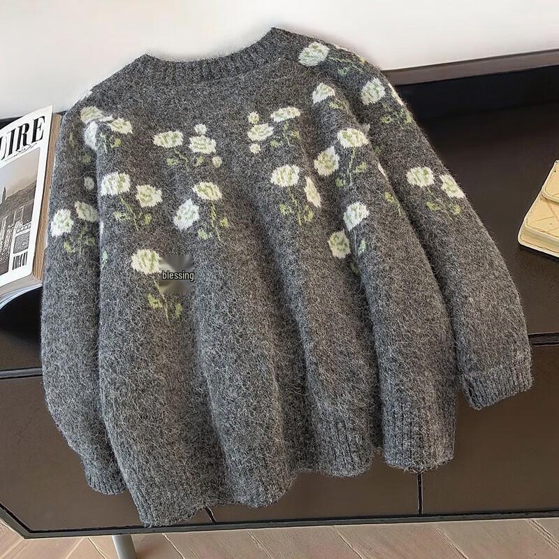 Women's Loose Floral Cardigan Sweater