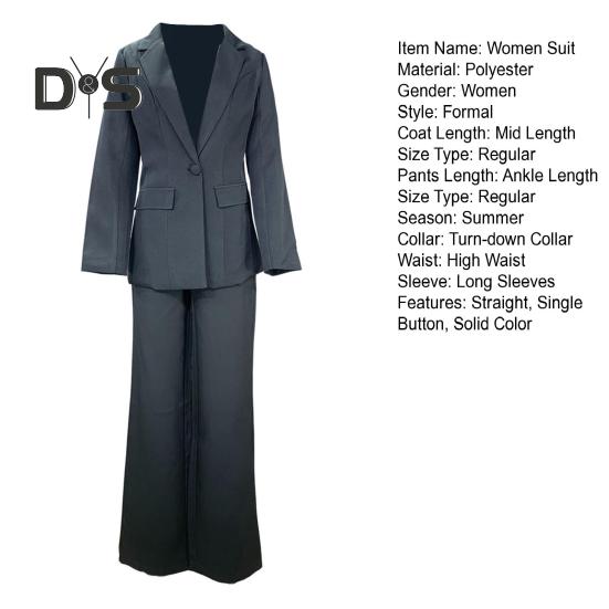 2 Teile/satz Frauen Anzug Mantel Hosen Set Tiefem V-ausschnitt Revers Einzigen Knopf Verschluss Mittlere Länge Strickjacke Langarm Jacke Gerade hosen Dame Formale