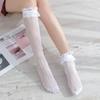 1 para Nowe Koronkowe Urocze Skarpetki dla Dziewczynek Miękkie Słodkie Skarpetki Damskie Białe Pończochy Podkolanówki Podkolanówki