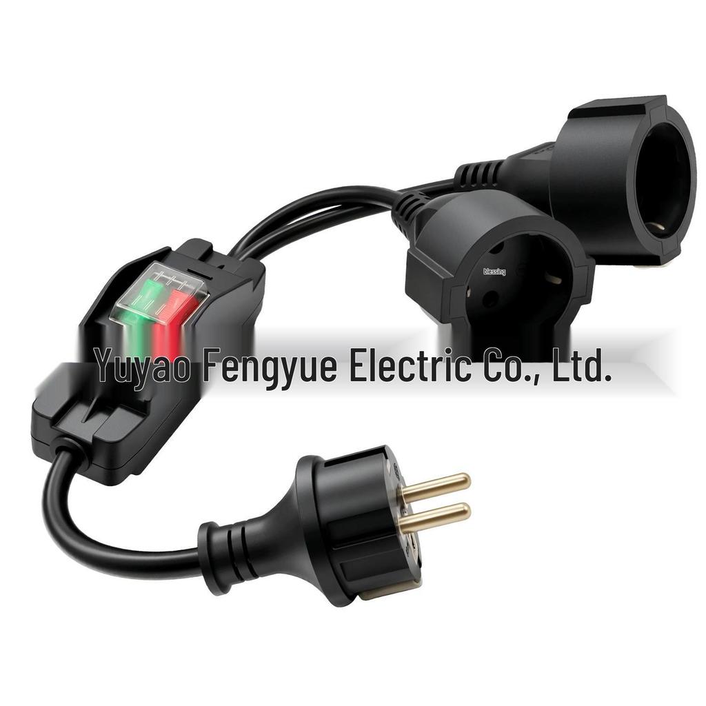 0.42m European Standard German Extension Cable with Dual Switch Indicator