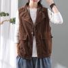 Gilet Vintage in Velluto a Coste con Collo Alto da Donna Gilet Giacca Versatile a Spalla in Velluto a Righe a Colore Solido Largo
