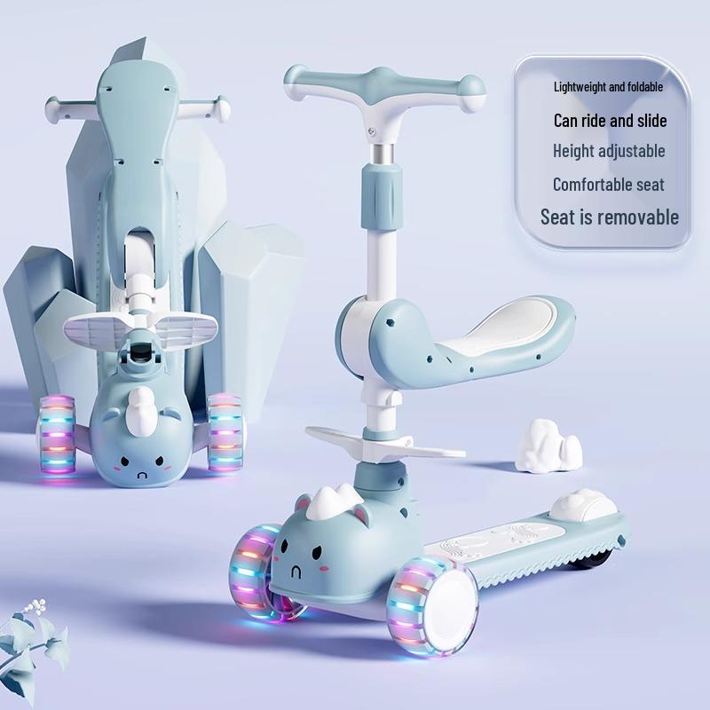 Children's Foldable Scooter for Ages 3-12, Pedal Model, Suitable for Boys and Girls