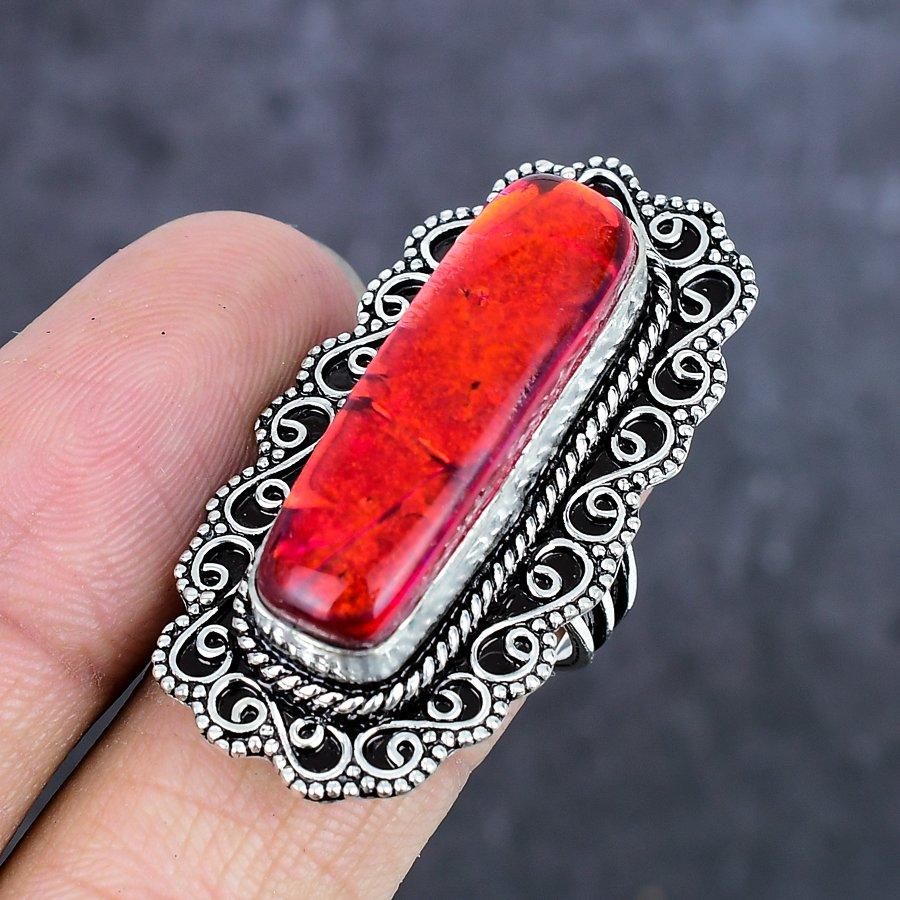 Natural Pink Triplet Opal 925 Sterling Silver Jewelry Ring Size 7.5 ETC-13992