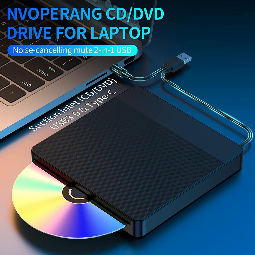 X001 External Optical Drive CD/DVD Burner Reader USB 3.0+Typle C Disc Player