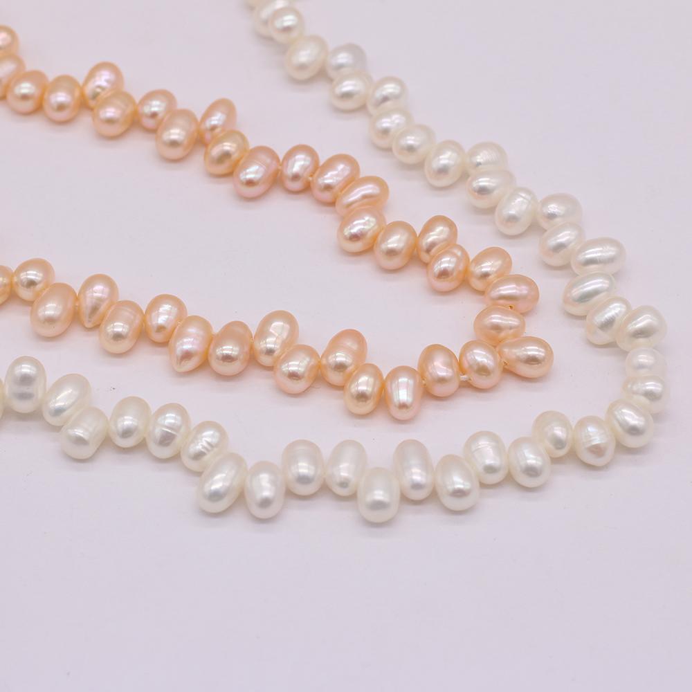 1String, Top Sided Drilled Hole Pearl 5-6mm, Fashion Women Natural Freshwater Pearl Beads for Jewelry Making DIY Crafts, Luxury Bulk Gifts 36cm