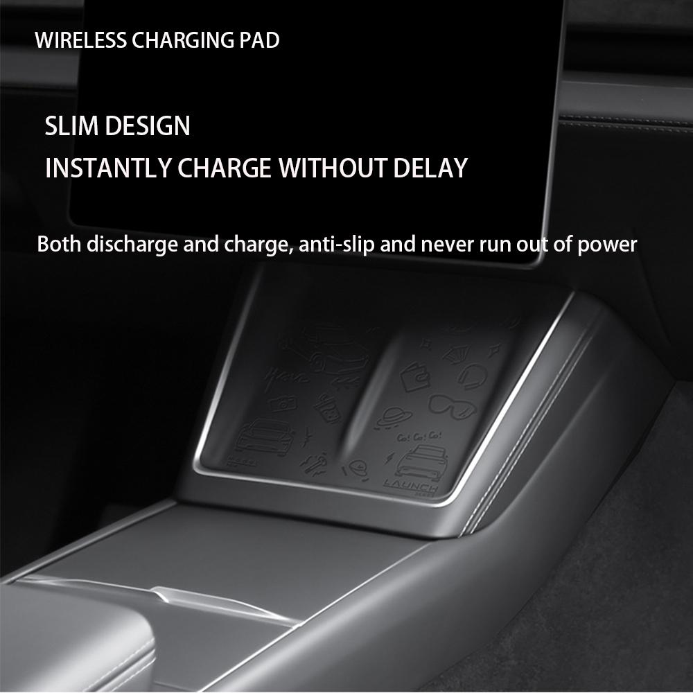 For TESLA Model Y Launch 2025 Wireless Charging Silicone Pad Central Control Charger Protector Cover Non-Slip Mat MY Accessories