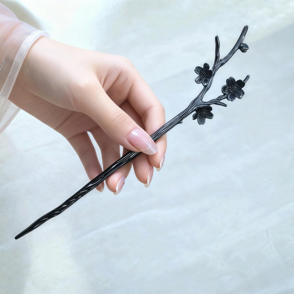 

Alloy Floral Hair Stick Vintage Enamel Flower Hairpin for Bun Updo Bridal Women Hair Chopstick Hair Accessries Wedding HairStyle