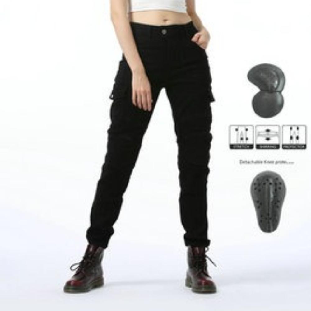 Army green casual motorcycle pants, biker jeans, women's racing pants