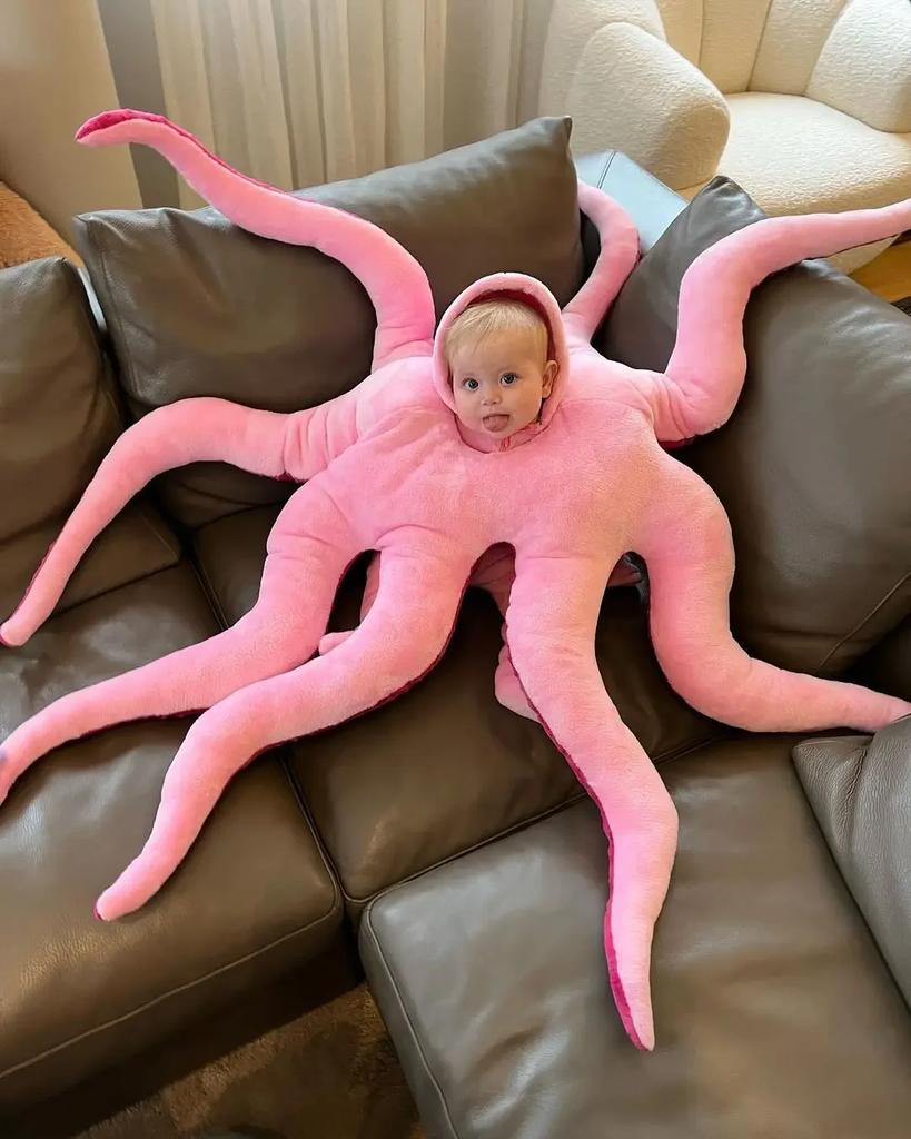 New Cute Giant Octopus Funny Role Play Children Halloween Stage Role Play Costume Pink Cushion Christmas Pillow Bodysuit