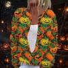 Women's Halloween Print Long Sleeve Knit Cardigan Button Front