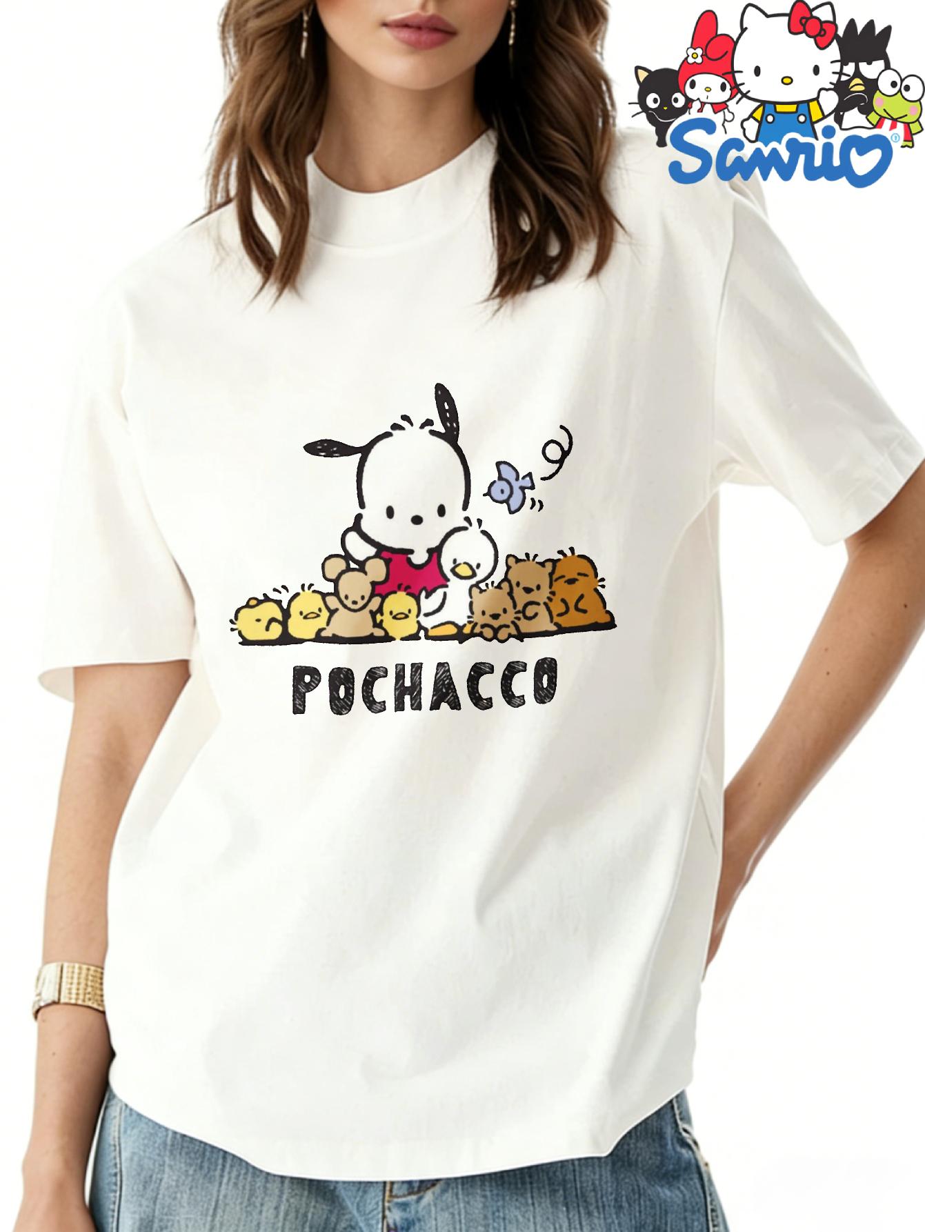 

Sanrio Pacha Dog Cute and Fun Small Animal Womens Tshirt POCHACCO Slogan EleUnisext Top Cotton Street Wear S
