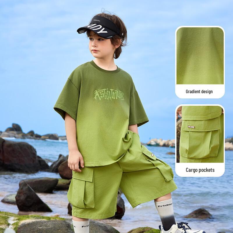 ASK JUNIOR Boys Gradient Short Sleeve T-shirt & Shorts Set 150