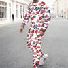 Men All Over Butterfly Floral American Flag Print Long Sleeve Sweatshirt And Drawstring Jogger Pants Two Piece Suit