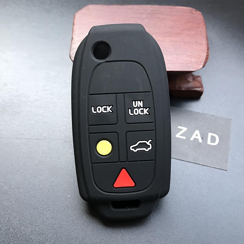 ZAD Silikonkautschuk Auto Schlüsselhülle Abdeckung Zubehör Halter Haut für volvo XC90 S80 5 Tasten klappbarer Schlüsselabdeckung Schale Hülle