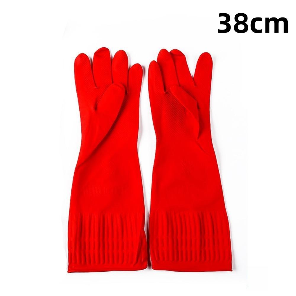

Перчатки резиновые бытовые длинные водонепроницаемые чистящие нескользящие многоразовые моющиеся перчатки для защиты рук 38cm