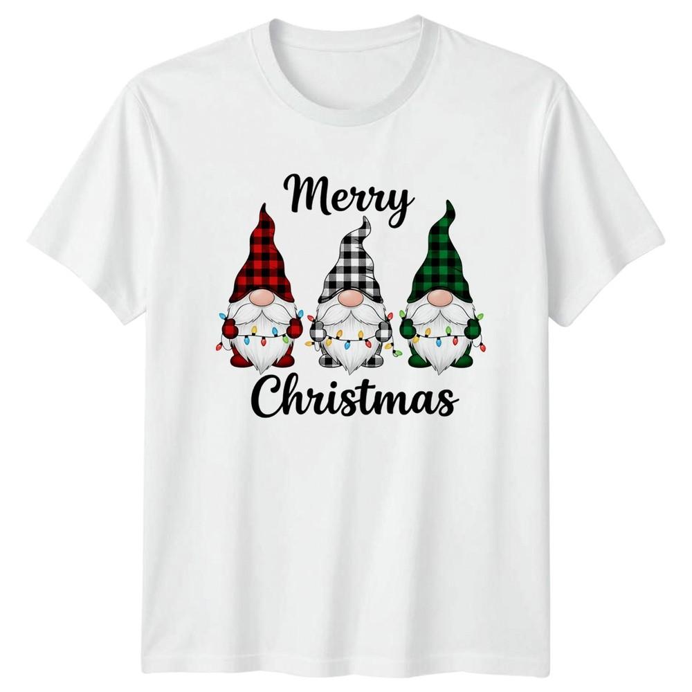 Merry Christmas Gnomes Plaid Holidays Unisexs Unisexs Graphic Tee S