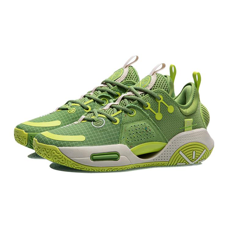 Li Ning All City 9 V1.5 Cushioning Slip Resistant Abrasion Resistant Low top Basketball Shoes Men's Olive Green ABAR015-6