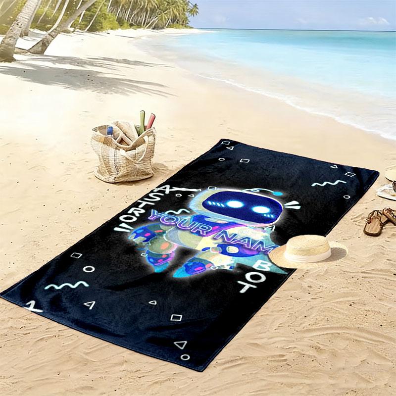 ASTRO BOT Custom Name Print Beach Towel, Large Soft Quick Dry Towel for Beach Camping Swimming