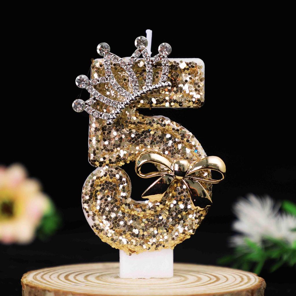 Gold Crown Birthday Number Candles - Creative Cake Party Decorations