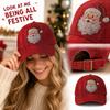 Unisex Christmas Red-Themed Digital Print Curved Baseball