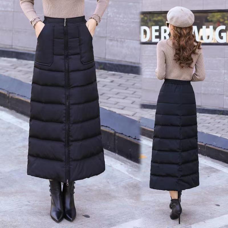Down Cotton Skirt Women Autumn Winter New High Waist Medium Length Thickened Cotton Short Skirt