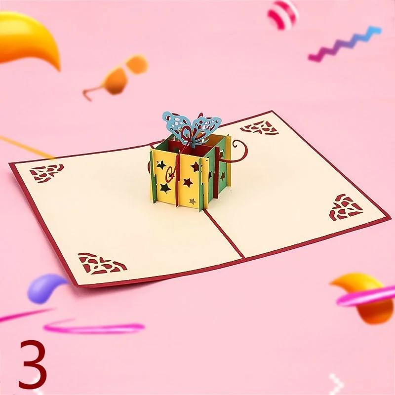 Christmas Birthday Valentine Greeting Card Paper Art Multi Patterns 3D Greet Cards Birthdays New Year Festival Carding Gift