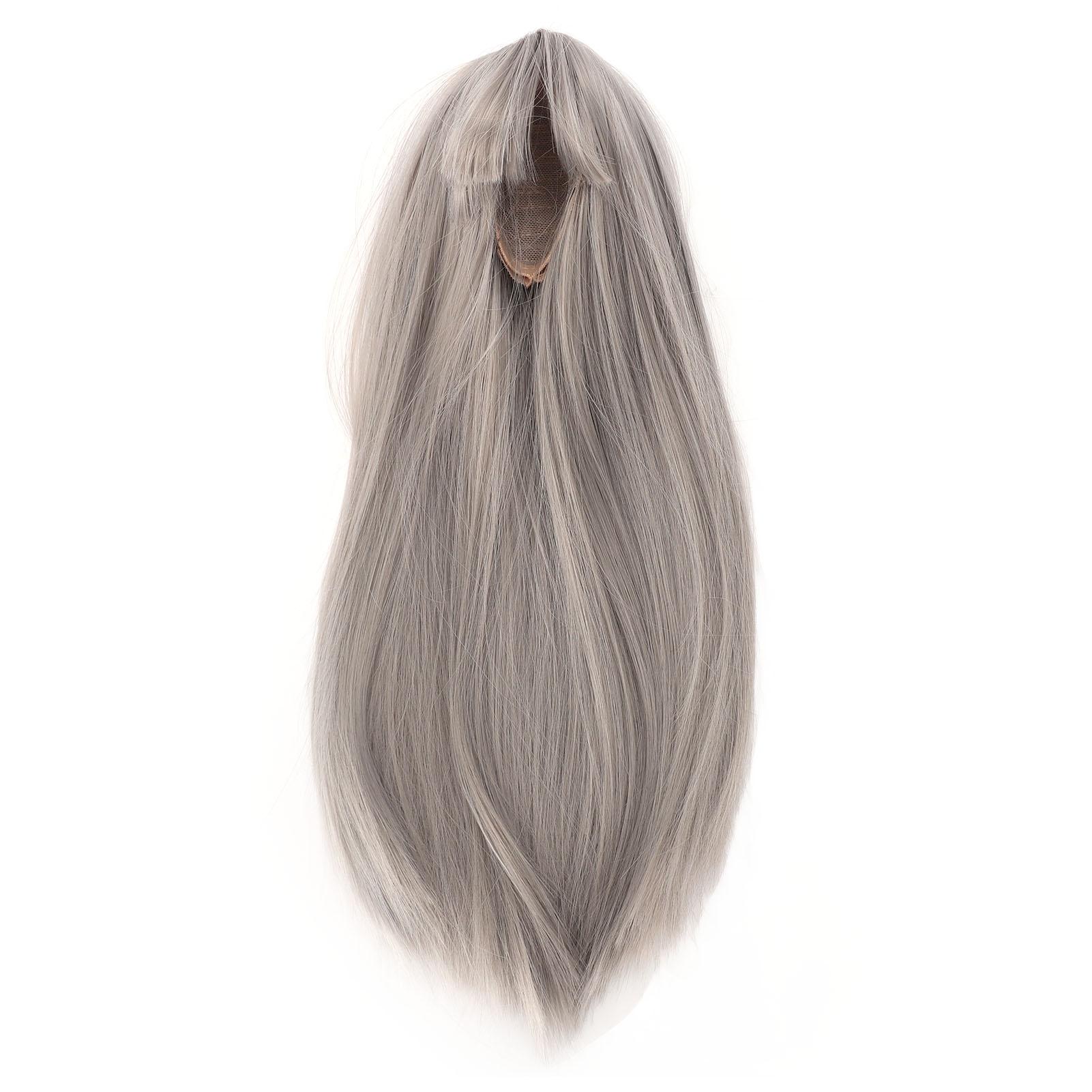 

Длинный прямой парик для куклы с реалистичной челкой 1/4, парик для куклы с прямой челкой, синтетические волосы для роста 18,‑21 см Granny Gray