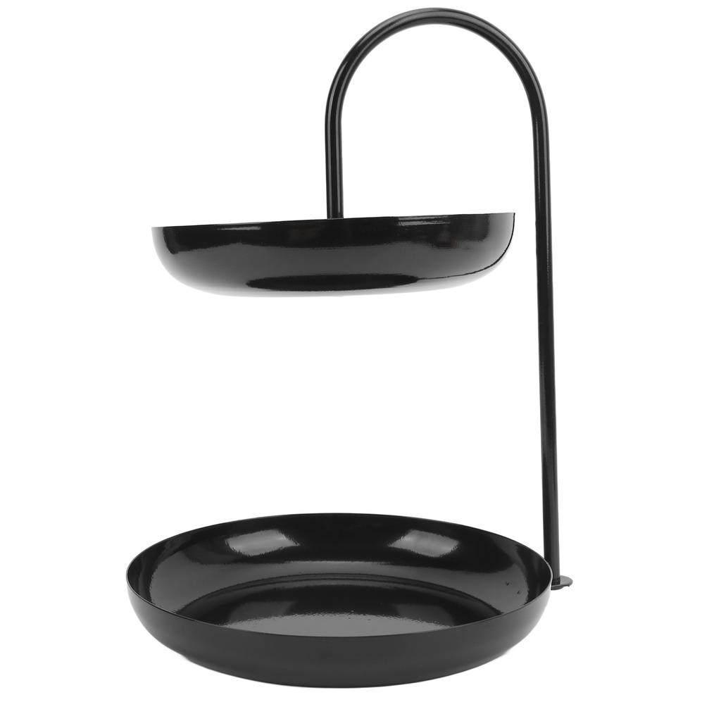 Fruit Plate Classic Black Decorative Double Layer Iron Material Fruit Storage Tray for Kitchen Home
