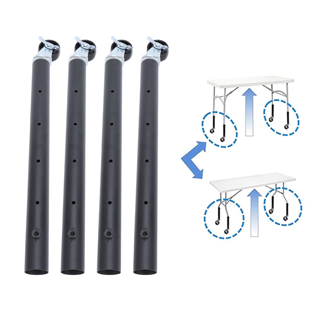 4PCS Furniture Legs with Caster Wheels Heavy Duty Carbon Steel Table Leg Extender Riser for Cabinet Sofa Bed Couch Coffee Table