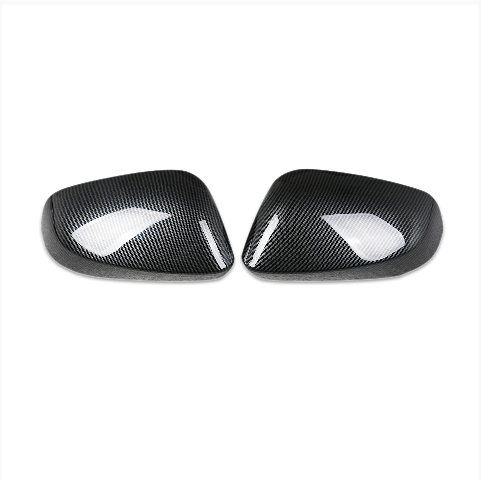 

RUIQ Chrome-plated exterior door mirror covers for the Toyota Noah/Voxy 90 series (January 2022 onwards). Black carbon fiber finish.