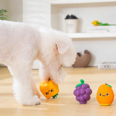 Squeaky Fruit Dog Toy Latex Dog Chew Toy Cute Fruit Shape Puppy Teething Toy for Small Medium Dogs Teeth Cleaning