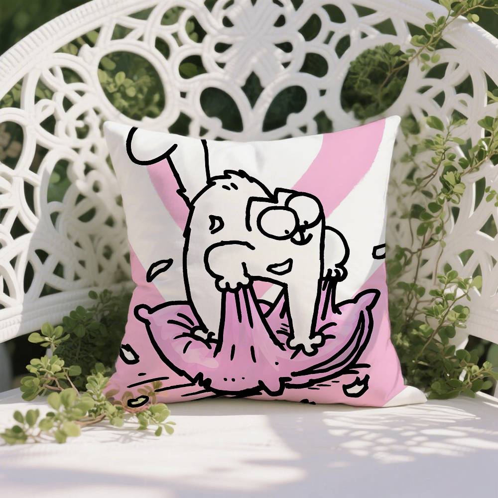 Funny Style Simons Cat Pillow Case Anti-dustmite Pillowcase Invisible Zipper Silky Short Plush Sofa Cushion Cover