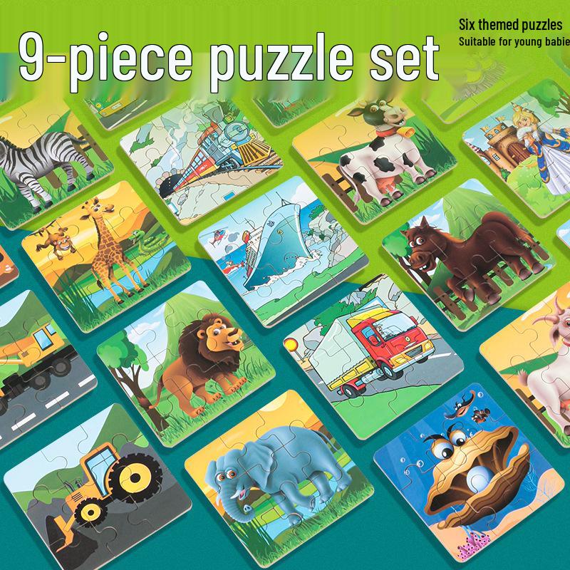 

Clever Carpenter 9-Piece Wooden Animal Jigsaw Puzzle Toy for Children