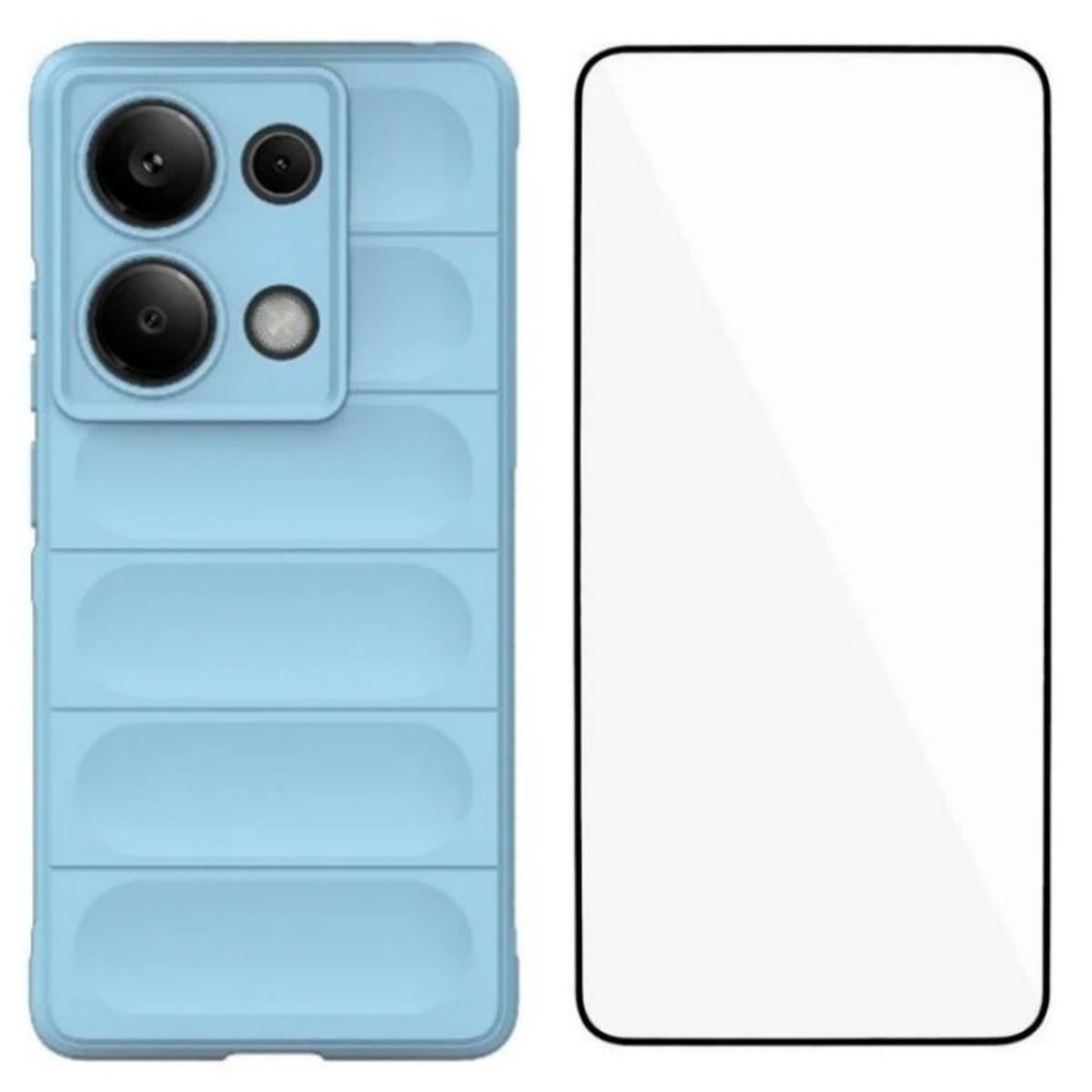 

For Xiaomi Redmi Note 14S 4G TPU Case WANLONFENG HD Series Anti Slip Phone Cover with Tempered Glass Baby Blue