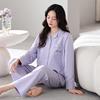 Pull Frame Cotton Pure Cotton Pajamas Women'S Long-Sleeved Simple Outer Wear Loungewear Set