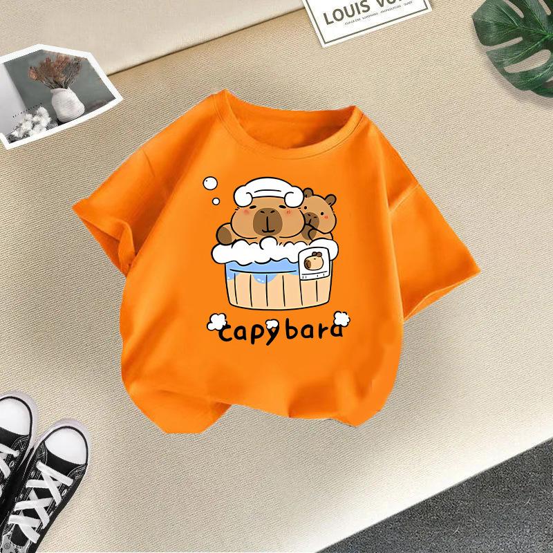 Children's Casual Short-sleeved T-shirt, Summer Boys' And Girls' Cute Capri Blouse