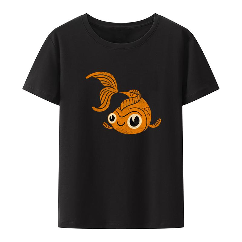 Goldfish Graphic Tshirt Funny Tee New Arrival Aesthetic Tshirts Unisex Retro Camisa Masculina Cartoon Unisexs Top Loose