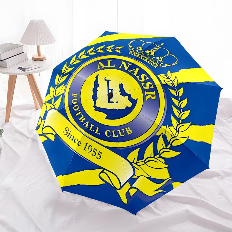 Al Nassr FC, Football Club- Automatic Opening and Closing, 8-rib Structure Portable Umbrella, Suitable for Men and Women in All Seasons - Pe