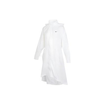 Oversized Logo Print Mid-Length Long Sleeve Hooded Jacket Women Jackets White FN2844-133
