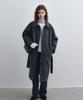 LOEIL Herringbone Wool Long Coat - Charcoal