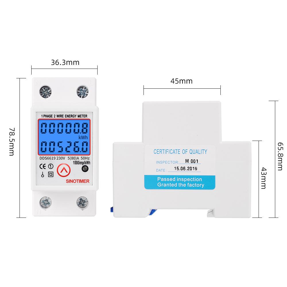 DDS6619-526L-2 Nullstill Skjerm Multifunksjon Energimåler 230V