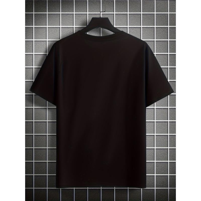 European sizes Men's Retro Cassette Print T-Shirt - Casual Crew Neck, Slight Stretch, Summer Knit Fabric Top